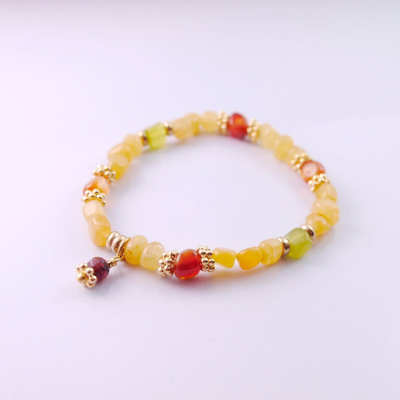 Gemstone Bracelets Multicolor - [] ColorDay bright yellow topaz season ~ + agate bracelet Garnet + olivine +