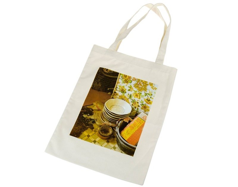 藝術家數碼打印環保袋系列-Untitled #38 - 側背包/斜孭袋 - 棉．麻 黃色
