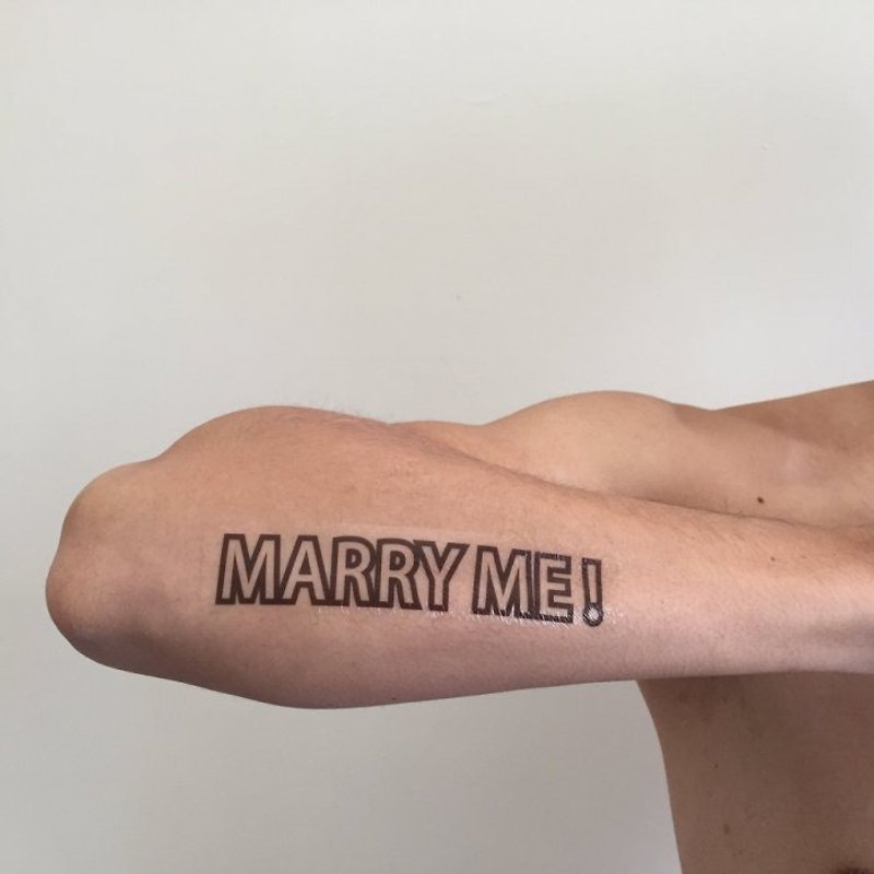 [Let's Celebrating] Marriage Proposal / MARRY ME / Tattoo Sticker - งานไม้/ไม้ไผ่/ตัดกระดาษ - กระดาษ สีดำ