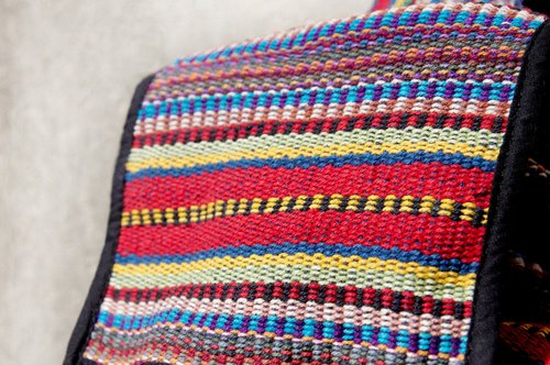 Mexican style shoulder bag boho canvas bag hand-woven feel after backpack-colorful rainbow line style