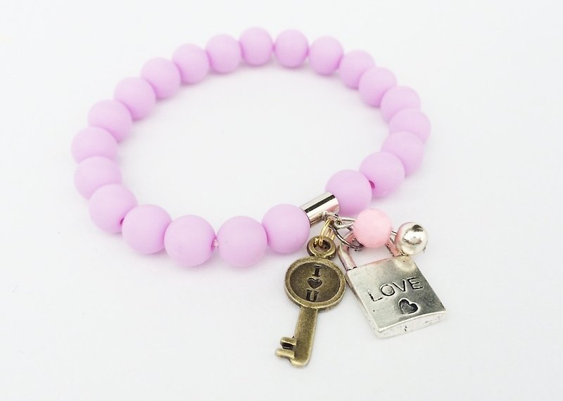 Key lock purple beads - Bracelets - Other Materials Purple