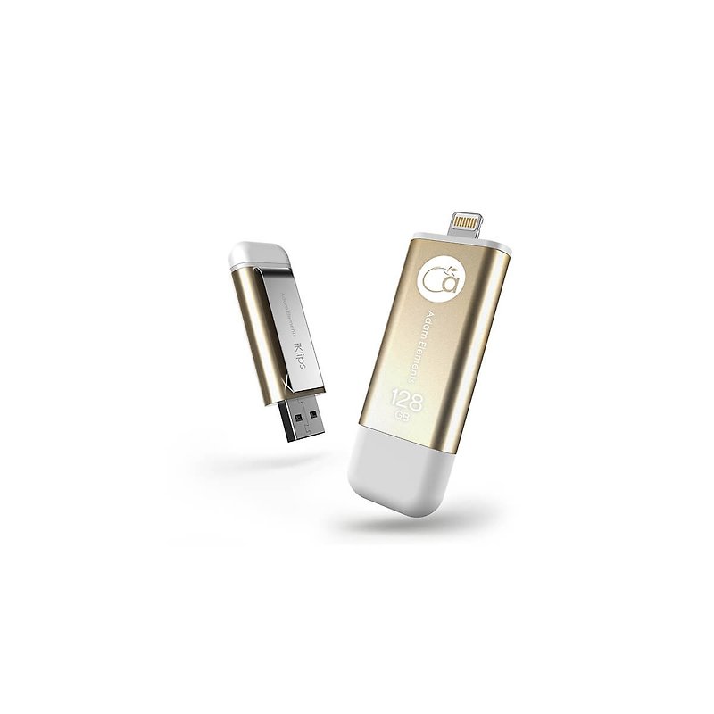 iKlips Apple iOSスピード双方向フラッシュドライブ128GBゴールド - USBメモリー - 金属 ゴールド
