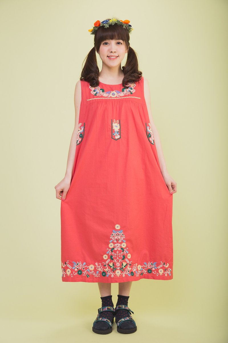 ☼saibaba ethnique // embroidered flowers dress ☼ - One Piece Dresses - Cotton & Hemp Multicolor