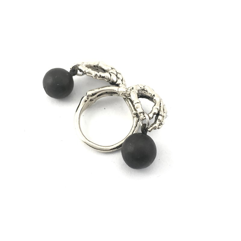 Zodiac Scaly bonel ring is for Libra in white bronze and oxidized antique color ,Rocker jewelry ,Skull jewelry,Biker jewelry - แหวนทั่วไป - โลหะ 