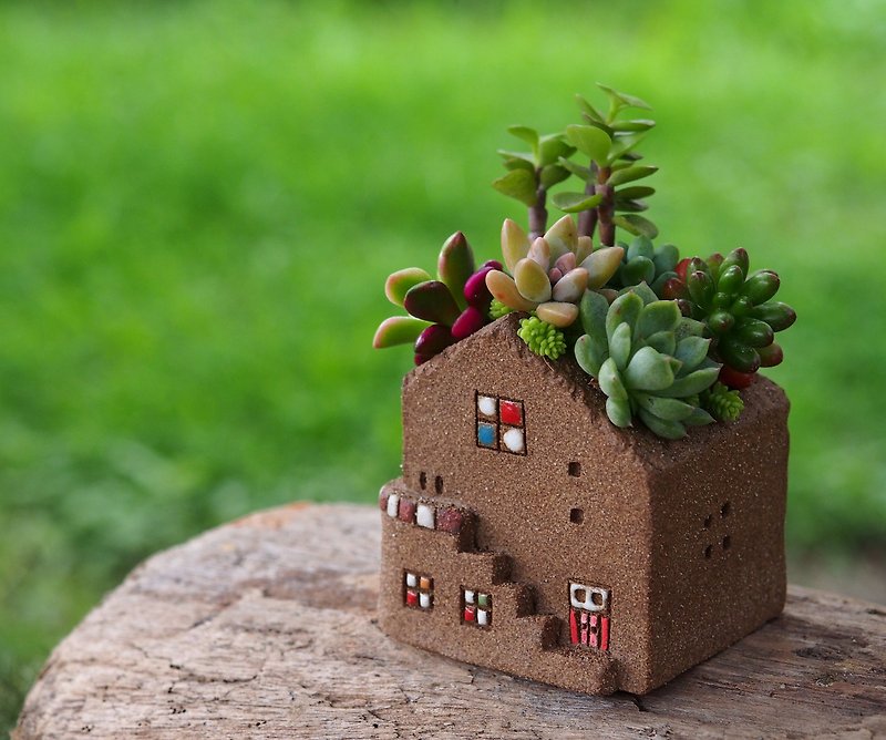 ガーデンコテージガーデン] [手作りの陶器 - 超かわいいチョコレートの家（S）/セラミックハウス/ - 観葉植物 - その他の素材 