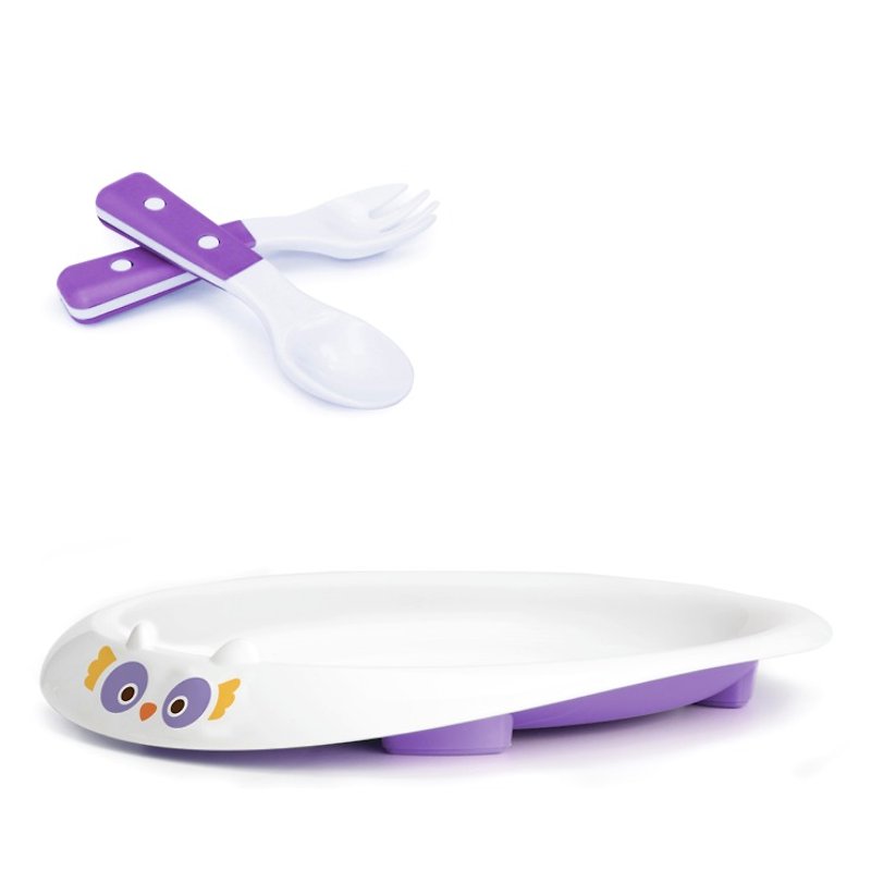 US MyNatural toxic children slip tableware - lavender plate spoon fork - จานเด็ก - วัสดุอื่นๆ สีม่วง