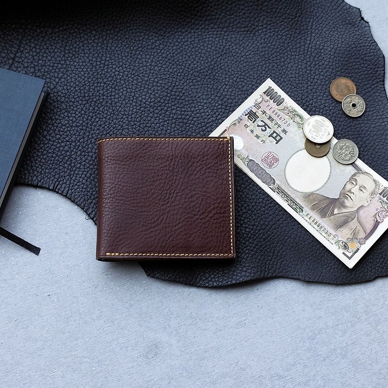 isni cards &coin short wallet   handmade leather - กระเป๋าสตางค์ - หนังแท้ สีนำ้ตาล