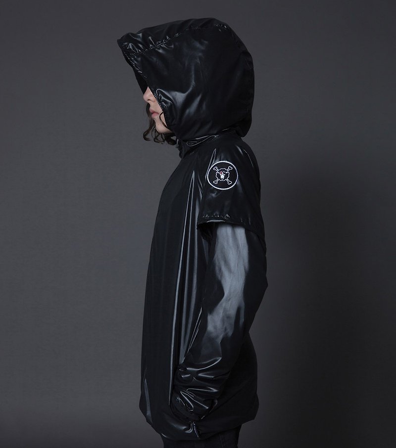 2015 autumn and winter tide brand NUNUNU black windproof hooded zipper jacket/Layered Wind jacket - Other - Paper Black