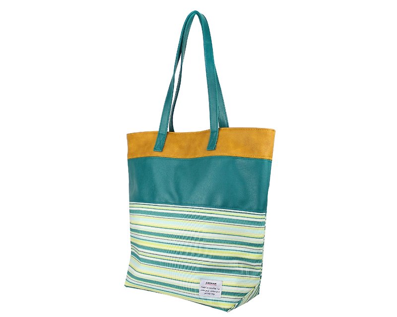 AMINAH-Green Fantasy Tote Bag【am-0268】 - Handbags & Totes - Other Man-Made Fibers Green