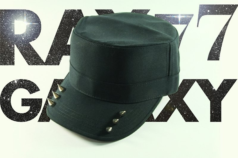 偶像專屬庫巴帽  素面黑 銀色鉚釘帽 - Hats & Caps - Other Materials 