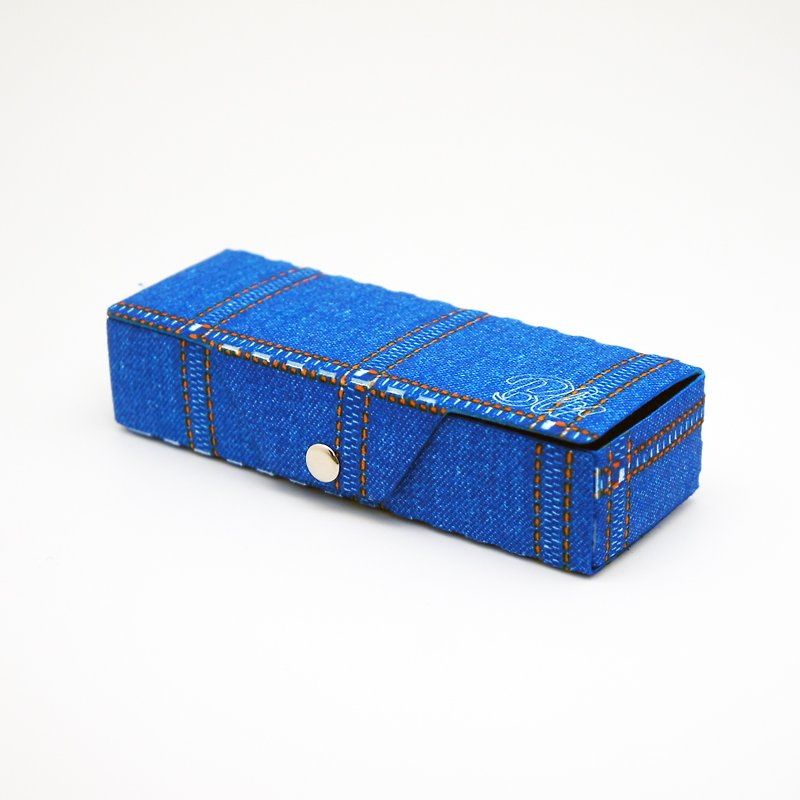 BLR-目的収納ボックスカラーボックスCB03デニムペンケース - ペンケース・筆箱 - その他の素材 ブルー