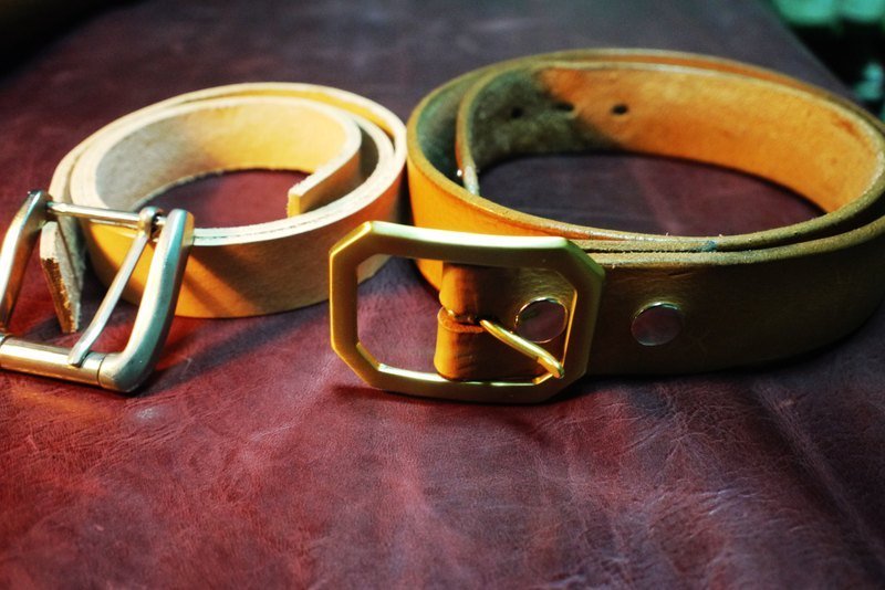 親自來工作室教學製作特價賣場 全手工 原色 牛皮 皮帶 - อื่นๆ - หนังแท้ 