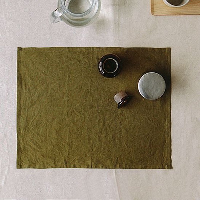 Dailylike linen plain napkin cloth hand cloth - 14 olive green, E2D35451 - Place Mats & Dining Décor - Other Materials Green
