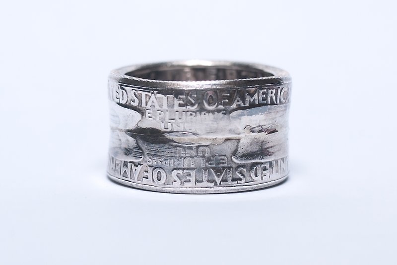 Dreamstation Leather Institute, American Quarter Dollar Dollar Silver Coin Ring 25c, Hippi, Thunder, Heavy Machine #12 - แหวนทั่วไป - โลหะ สีเงิน
