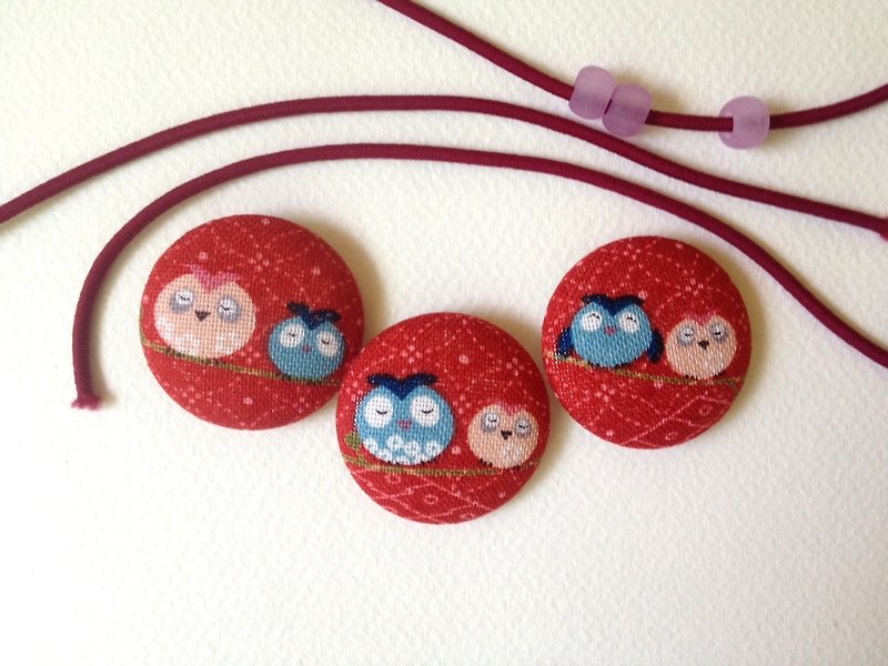 hm2. Red Owl. Single withholding beam 1 into - Hair Accessories - Cotton & Hemp Red