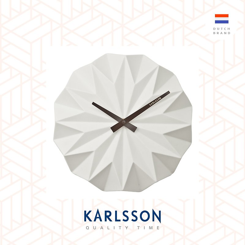 カールソン、ウォールクロック折り紙セラミックマットホワイト - 時計 - 陶器 ホワイト