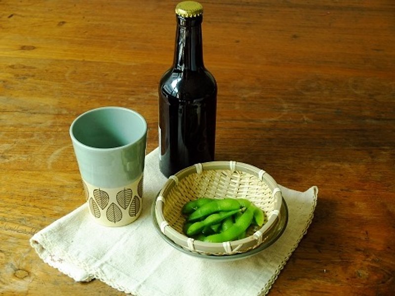 Japan's century-old IZAWA Branche night enjoy the best combination of ceramic high cup with soybeans blue shallow bowl - เซรามิก - วัสดุอื่นๆ สีน้ำเงิน