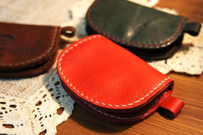Semicircle purse - red - กระเป๋าใส่เหรียญ - หนังแท้ 