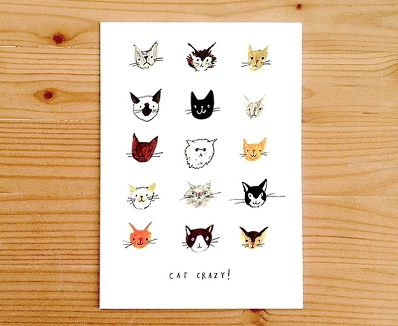 全球插畫家系列 - Nina Cosford Greeting Card "CAT CRAZY" - 心意卡/卡片 - 紙 