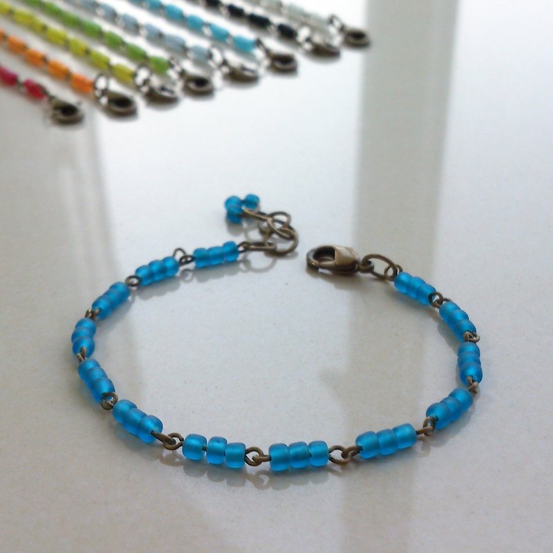 Bronze bead bracelet Japanese deep indigo ~ - สร้อยข้อมือ - วัสดุอื่นๆ สีน้ำเงิน