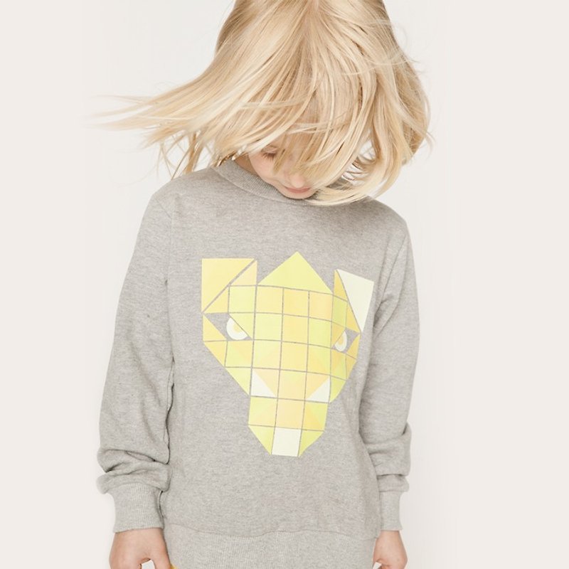 [Nordic children's clothing] Swedish children's organic cotton tops 1 to 2 years old zero yard yellow - เสื้อยืด - ผ้าฝ้าย/ผ้าลินิน สีเทา