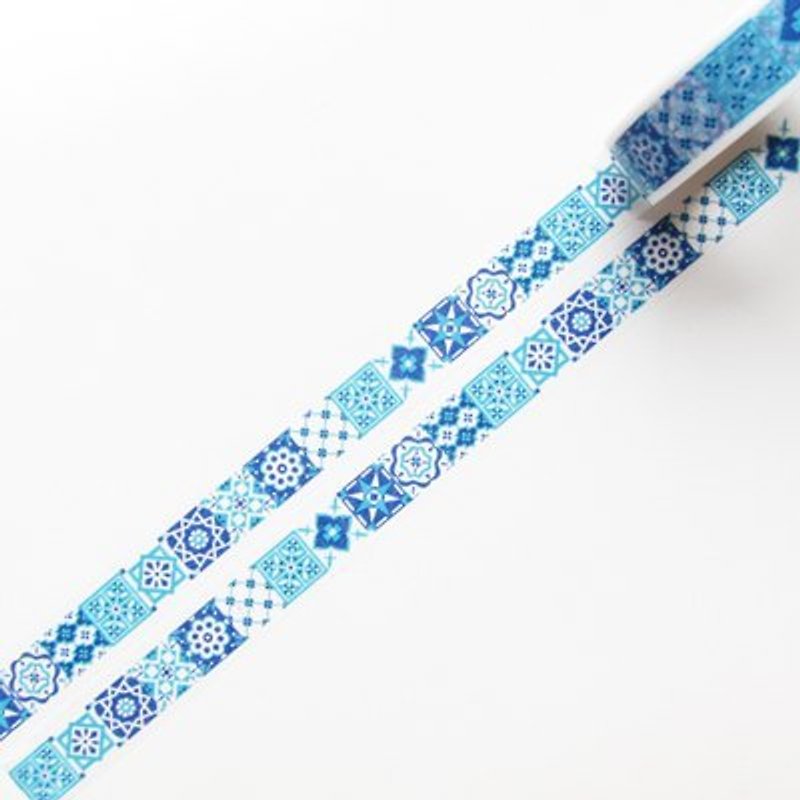 Aimez le style 和紙膠帶 (01283 摩洛哥花磚) - มาสกิ้งเทป - กระดาษ สีน้ำเงิน