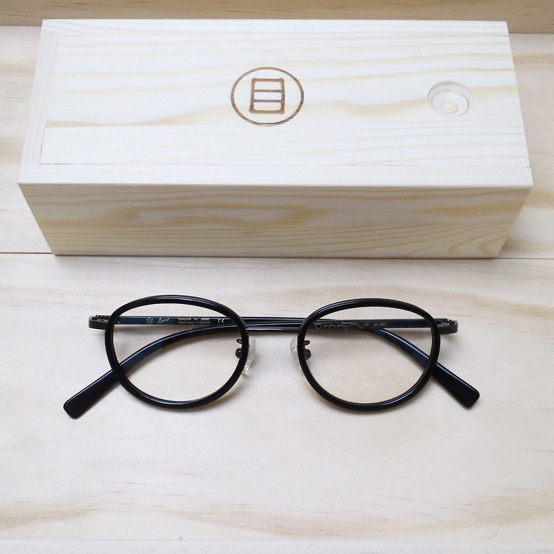 百搭亮黑 復古小圓框鏡框 眼鏡 - 眼鏡・フレーム - プラスチック ブラック