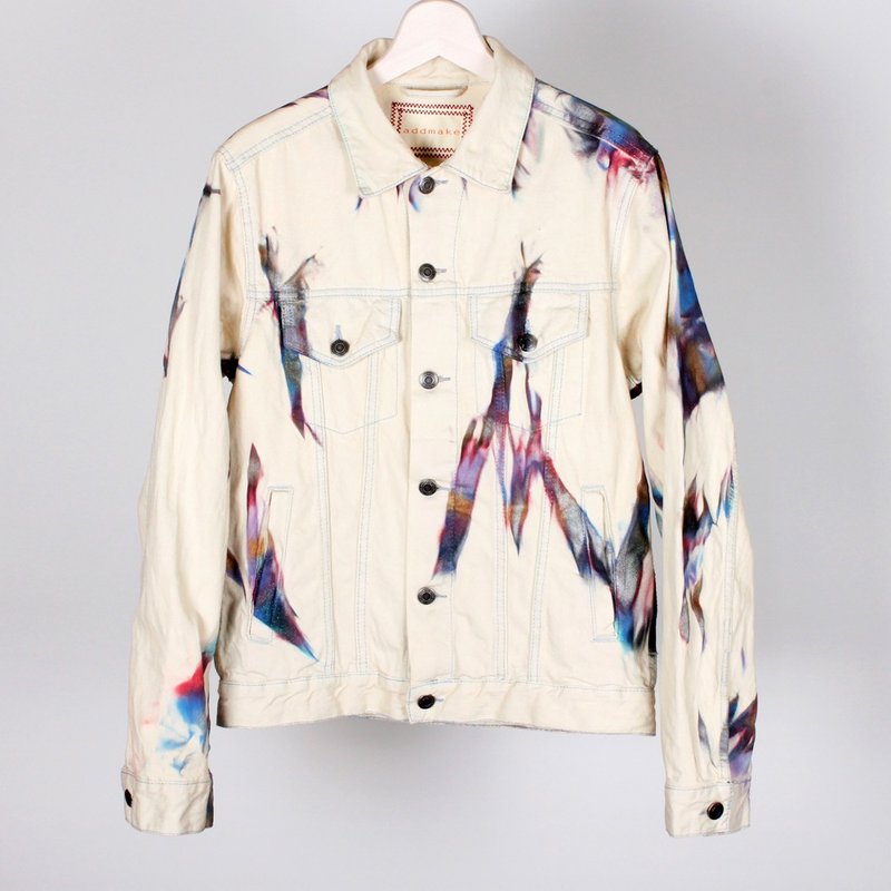 Pasting White Denim Jacket  (L) - 男夾克/外套 - 棉．麻 白色