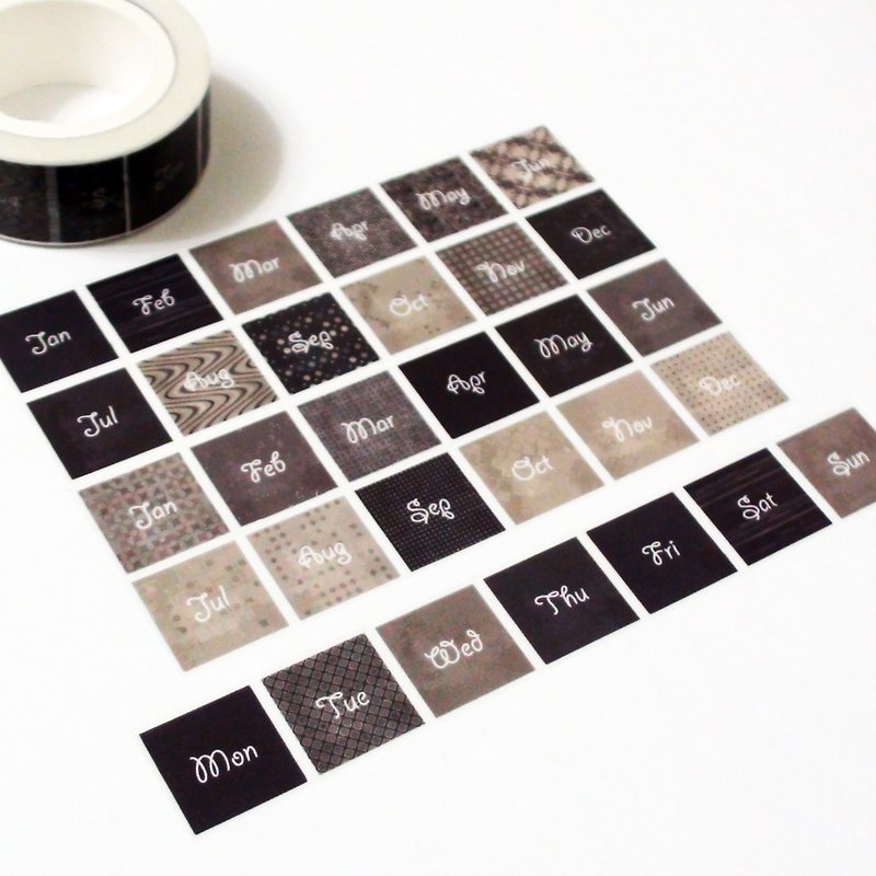 Sample Washi Tape Khaki Calendar - มาสกิ้งเทป - กระดาษ 