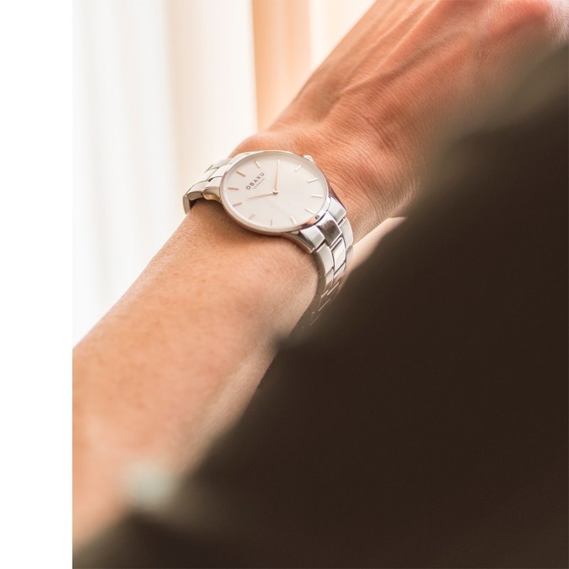 OBAKU Urban Intellectual Shell Fashion Watch- Silver X White-V247LXCWSC-35mm - นาฬิกาผู้หญิง - สแตนเลส หลากหลายสี