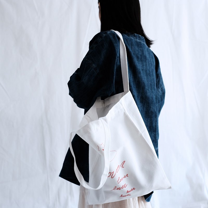 LoverLoverLoverLoverLover bag - Messenger Bags & Sling Bags - Cotton & Hemp White