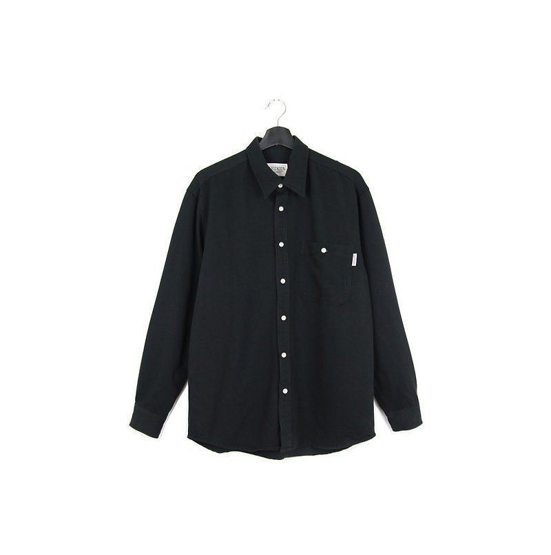 Back to Green :: corduroy fine lines are black shirt / / men and women can wear // vintage (SH-02) - เสื้อเชิ้ตผู้ชาย - ผ้าฝ้าย/ผ้าลินิน 