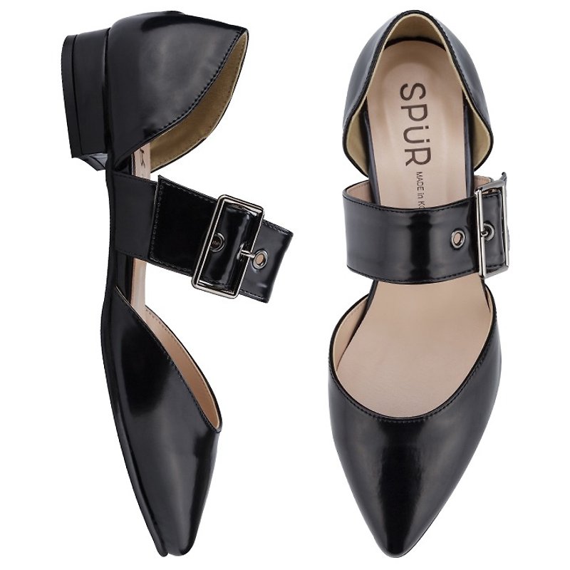 PRE-ORDER – SPUR CHIC BELT DORSAY FLATS LS8029 BLACK - รองเท้าลำลองผู้หญิง - กระดาษ 
