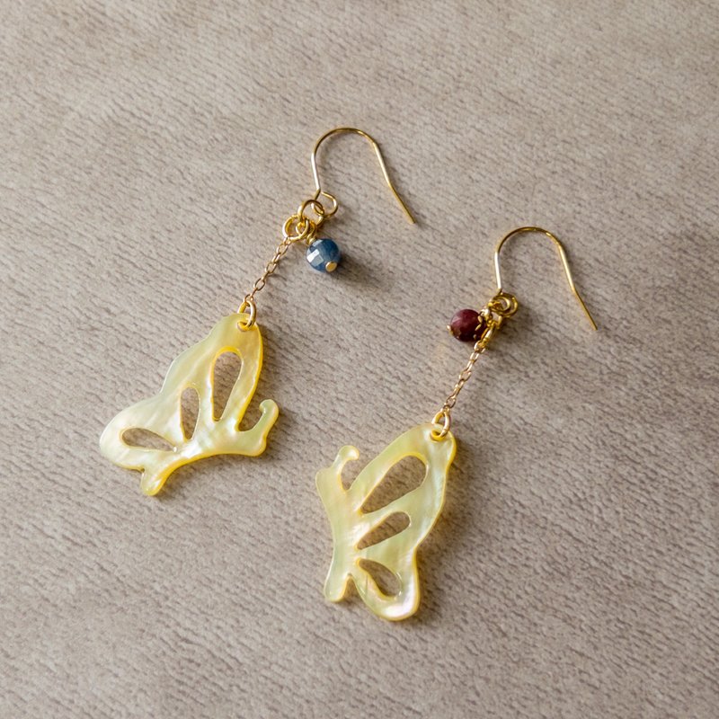 Butterflies with Victory Stones - Earrings & Clip-ons - Shell Gold