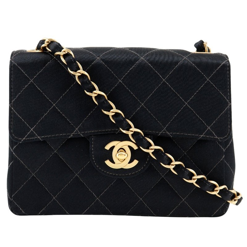 【日本直送】シャネル CHANEL ミニチェーンショルダー ショルダーバッグ マトラッセ サテン 黒 レディース【中古】 - 側背包/斜背包 - 其他材質 黑色