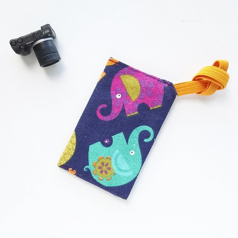【In Stock】Luggage Tag, Travel Card Case (Colorful Elephants) - Luggage Tags - Cotton & Hemp Multicolor