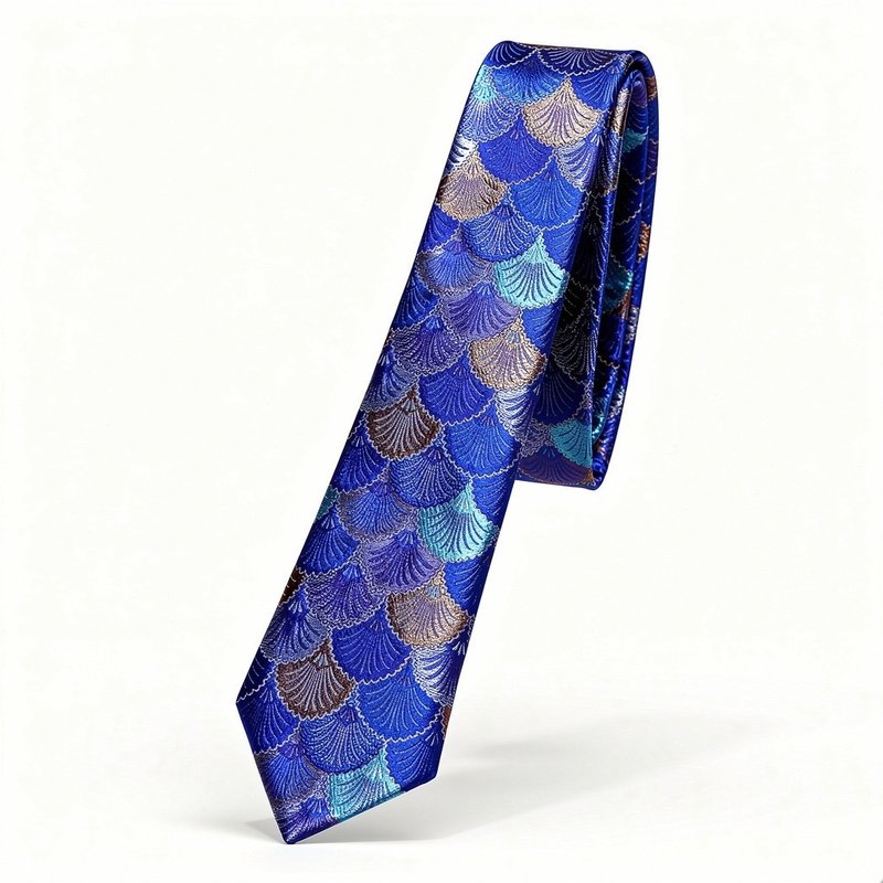 錦浪蒼鱗 中版 織錦緞領帶 中性 婚禮宴會領帶 皮帶 絲巾 圍脖 - 領帶/呔夾 - 絲．絹 藍色