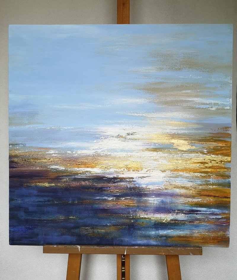 Seascape Painting  Abstract Original Art on Canvas 70x70 cm. - 海報/掛畫/掛布 - 棉．麻 