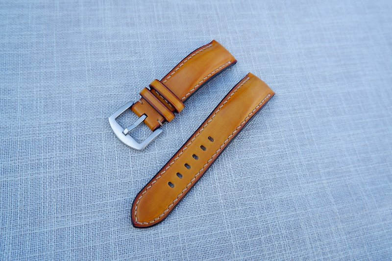 Buttero Hand Dyed Caramel Strap/Handmade Strap/Leather Strap/Custom Strap - Watchbands - Genuine Leather Orange