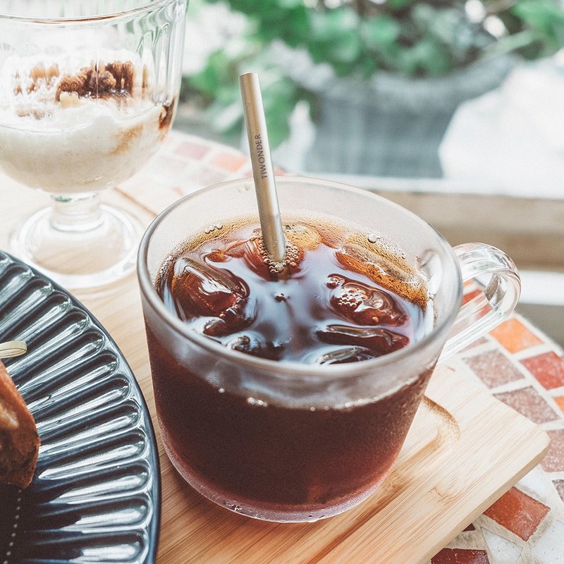 【單支細吸管】鑽石鈍角純鈦吸管 - 環保飲管 - 其他金屬 灰色