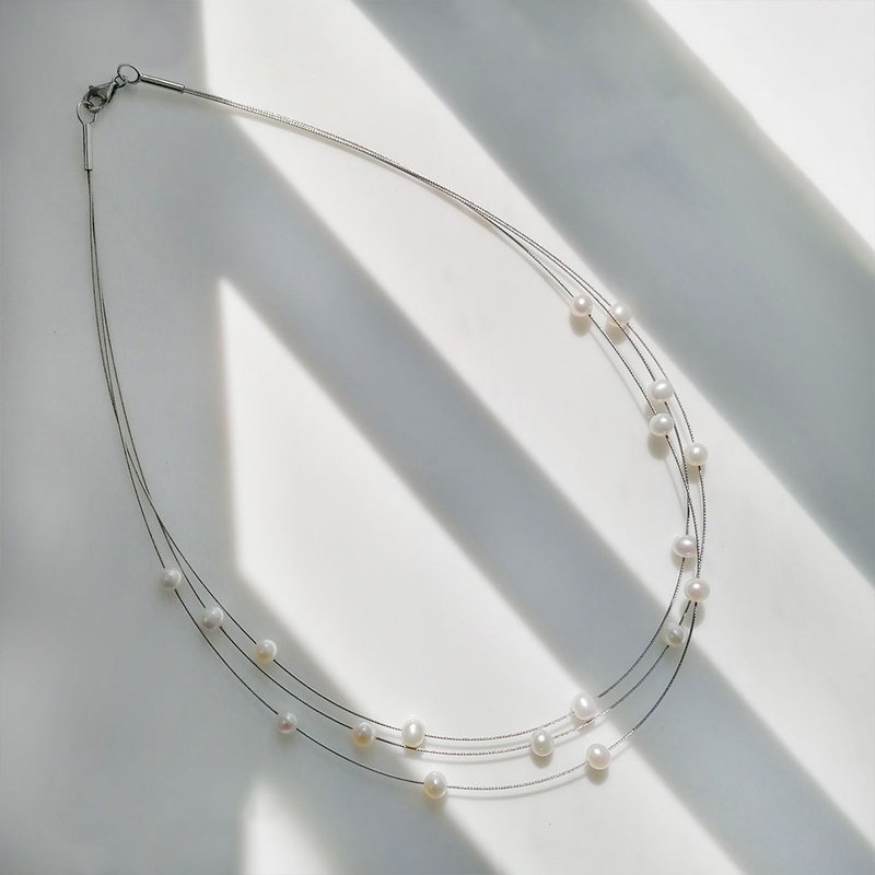 Laura-Freshwater Pearl With 925 Silver Clasp Necklace - สร้อยคอ - ไข่มุก ขาว