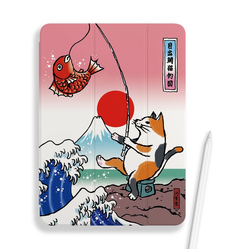 手帳型iPadケース　めでたい猫 - 平板/電腦保護殼/保護貼 - 聚酯纖維 粉紅色