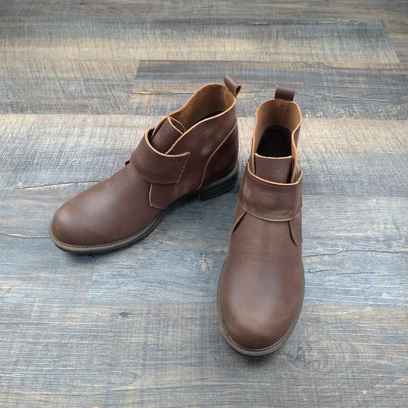 Leather Boots - Coffee - รองเท้าบูทสั้นผู้หญิง - หนังแท้ สีนำ้ตาล