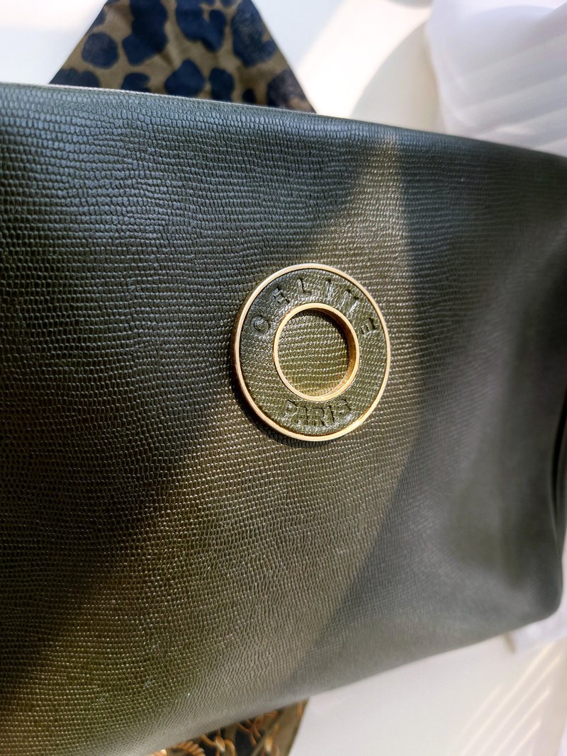 中古包 CELINE 金環化妝包鏈條包單肩包斜揹包斜背包斜揹袋手拿包 - 側背包/斜背包 - 真皮 綠色
