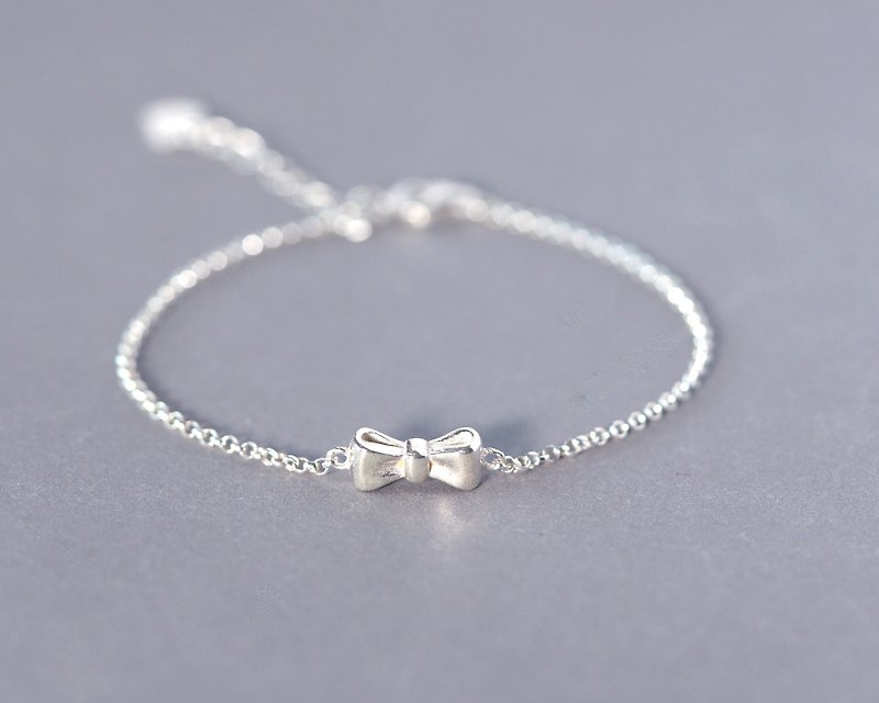 Good quality-bow sterling silver thin bracelet - Bracelets - Sterling Silver Silver