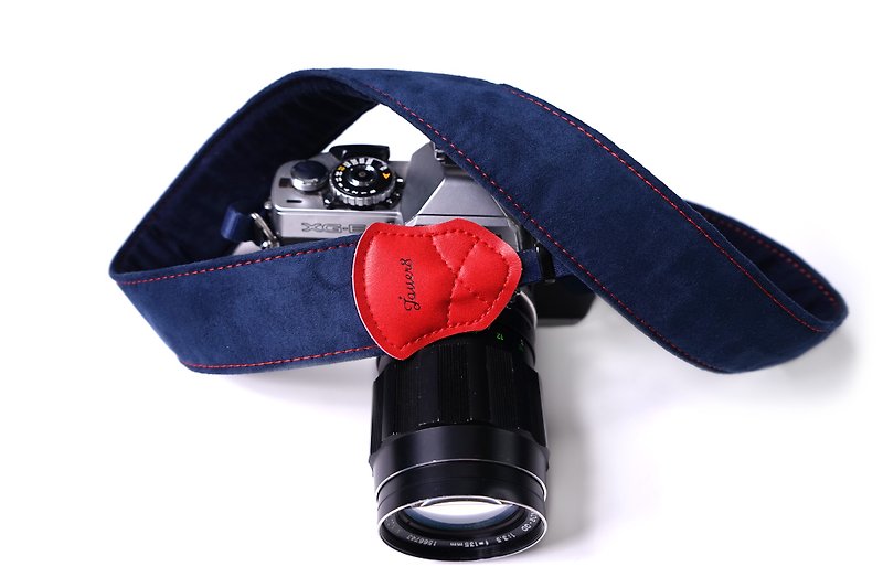 チベットマスティフ4.0減圧カメラストラップ - カメラ - コットン・麻 ブルー