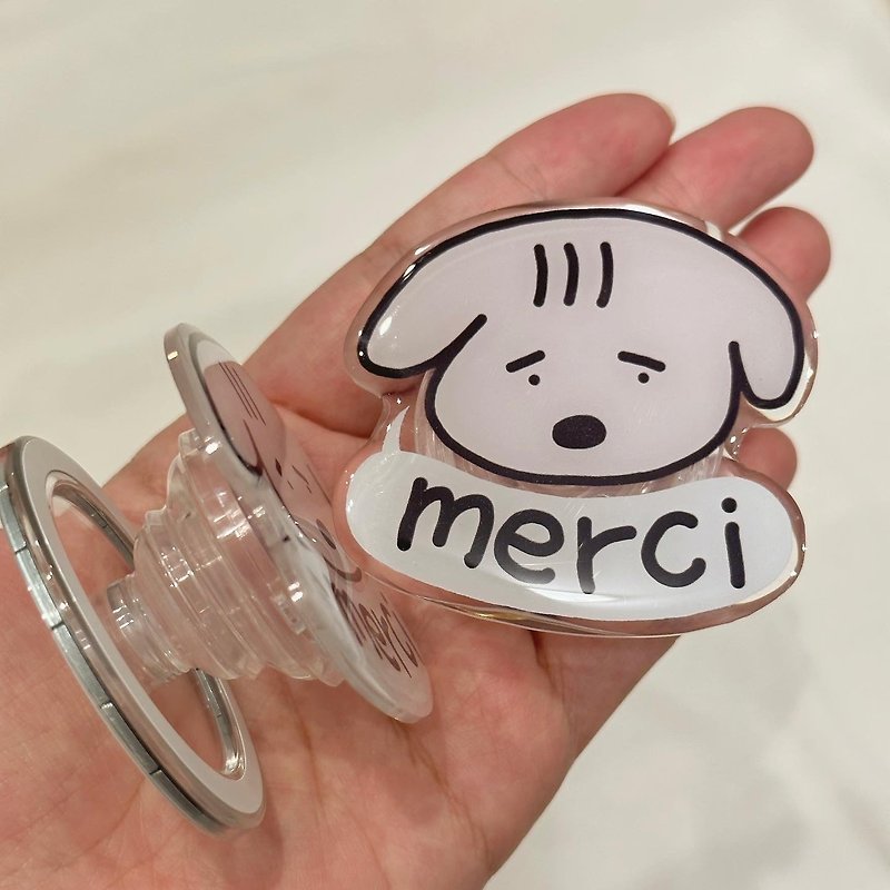 【WOOOGUO】Lazy Dog Cell Phone Airbag Holder Adhesive Magnetic Magsafe Cute Dog - Phone Accessories - Plastic Multicolor