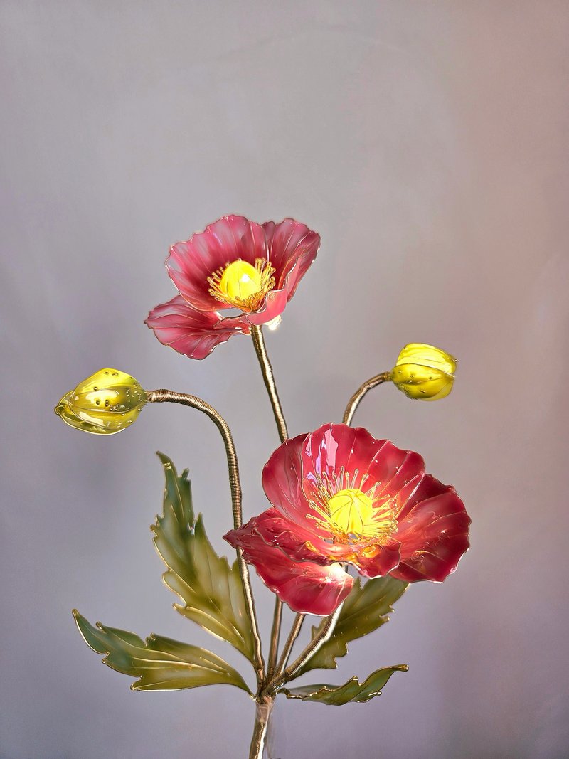 【誕生花燈】5月・虞美人。小夜燈。生日禮物 - 燈具/燈飾 - 樹脂 