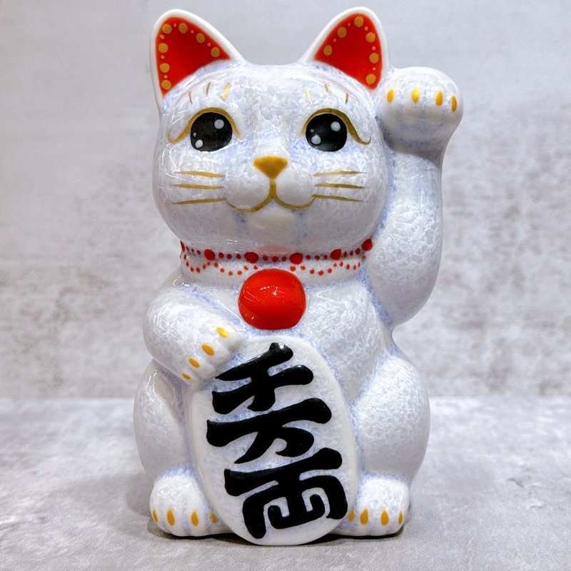 【雅藤招財】日本清水燒招財貓 | 花結晶 藤 千万両 左 - 擺飾/家飾品 - 瓷 藍色