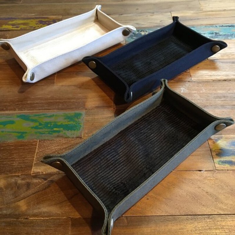 Kurashiki Canvas Tray Silk Pen Tray Glasses Tray Canvas - จานเล็ก - ผ้าฝ้าย/ผ้าลินิน 